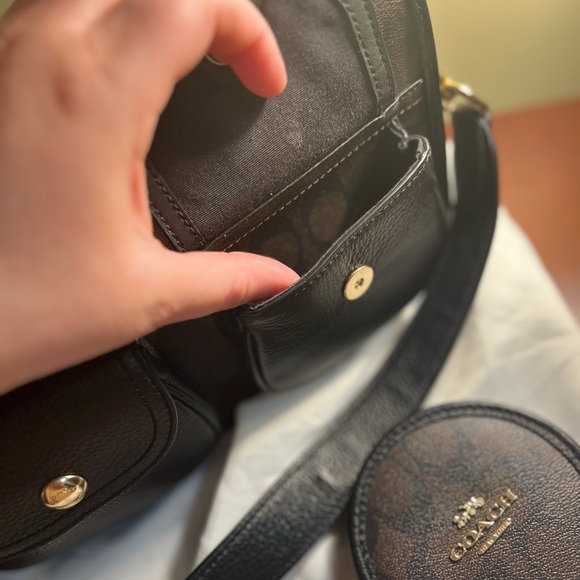 COACH Pennie Signature Canvas Women's Crossbody Bag with Coin Case - Brown/Black - Picture 13 of 15